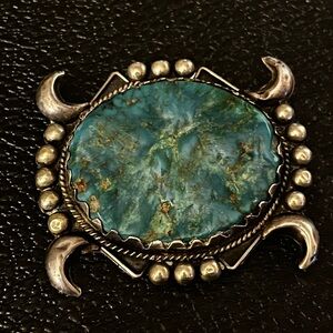 Magnificent, large museum, quality, Native American Turquoise and Silver Brooch
